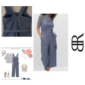 Banana Republic Square Neck Blue Jumpsuit Strap 8P